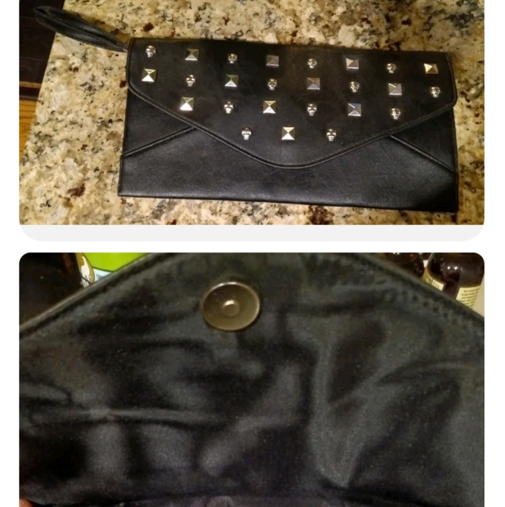 Xhiliration Skulls & Studs Clutch Purse